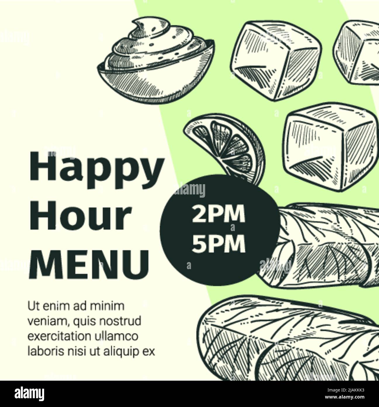Happy hour menu in restaurant or cafe, banner Stock Vector Image & Art