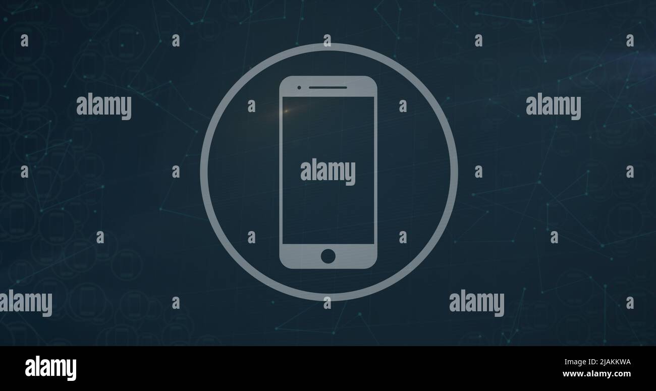 Image of smartphone icon and data processing Stock Photo