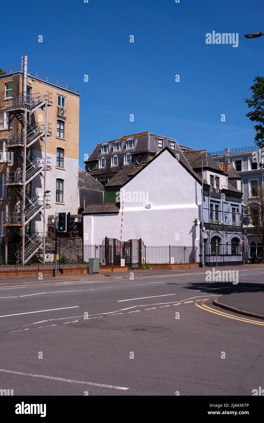 The original mural in James Street, originally in this position, was painted over in white, accidentally. Now further down the street. Stock Photo