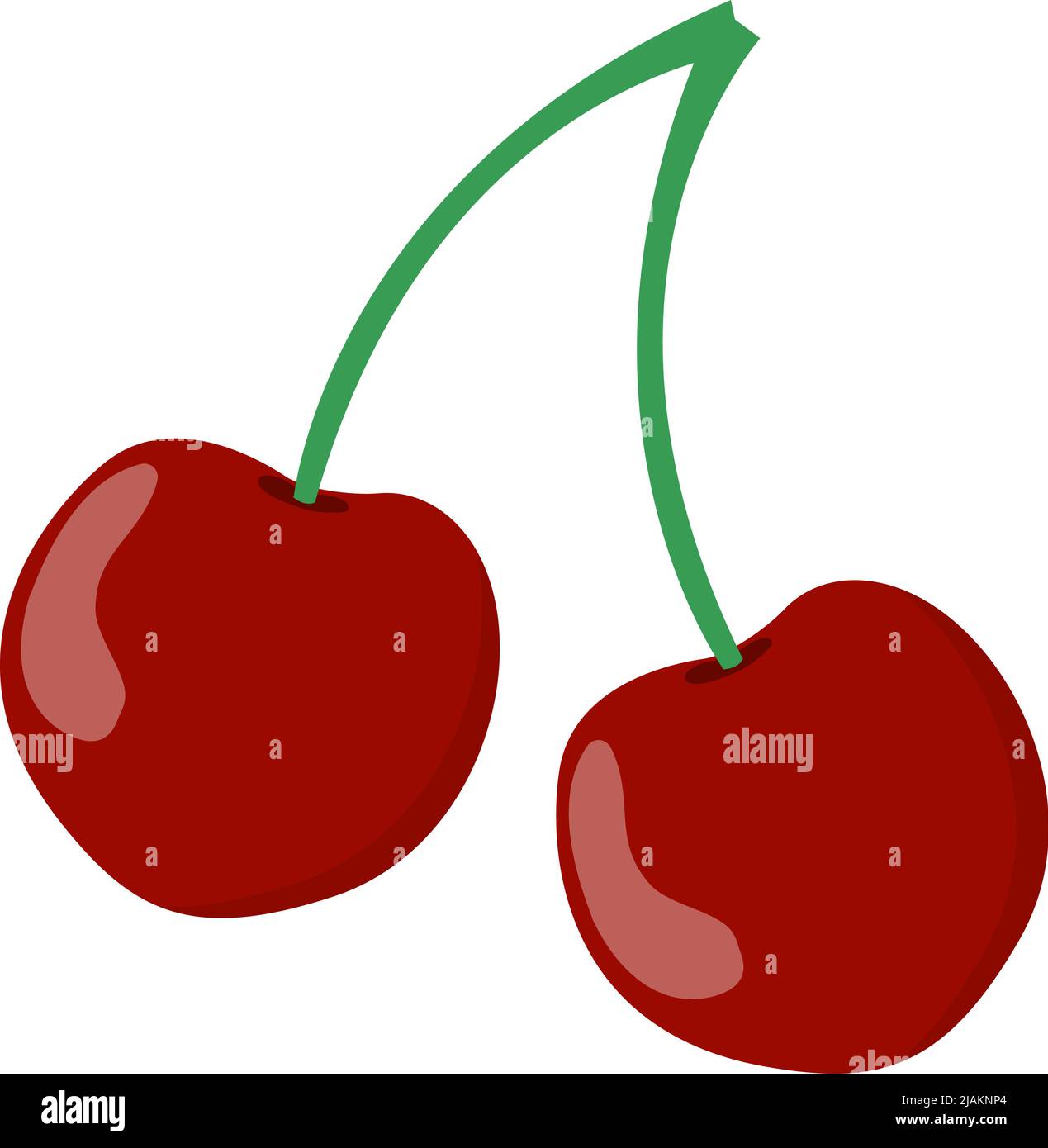 red cherries isolated on white background, flat design vector illustration Stock Vector