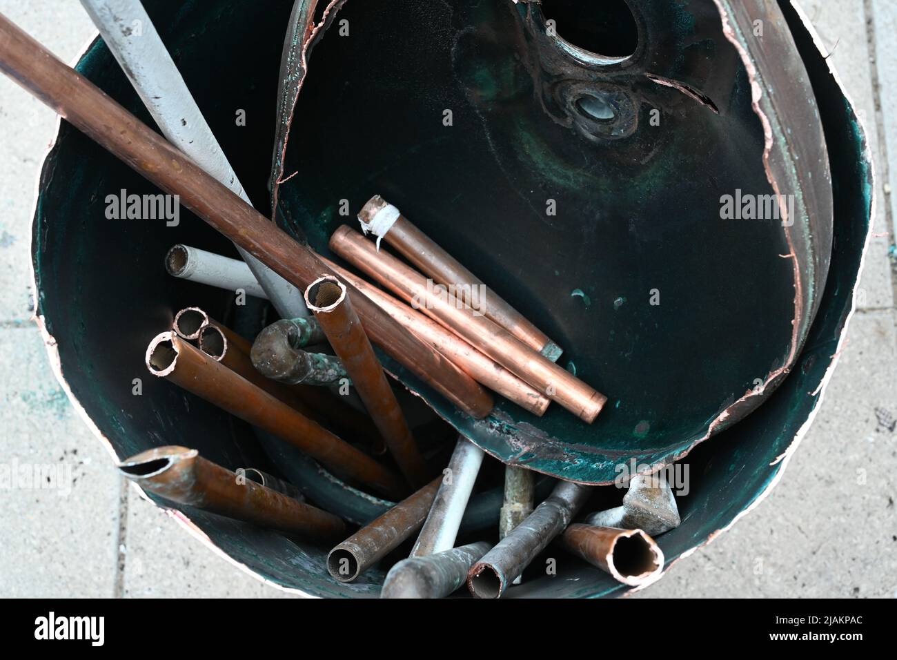 Copper pipe, recycling non ferrous metal Stock Photo Alamy