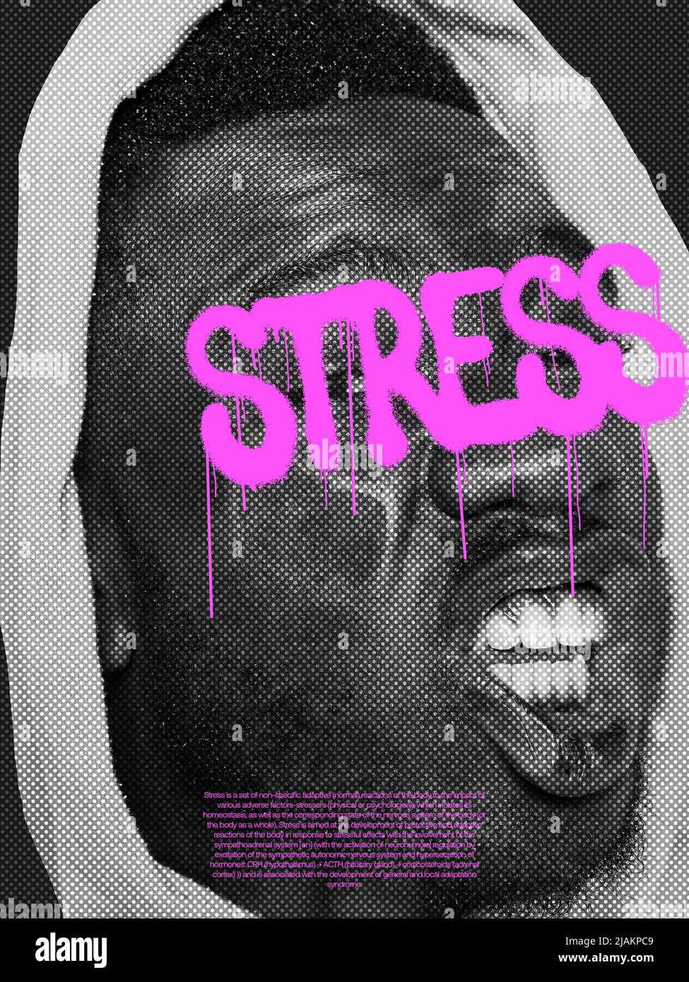 Conceptual poster with young man's portrait made with monochrome ...
