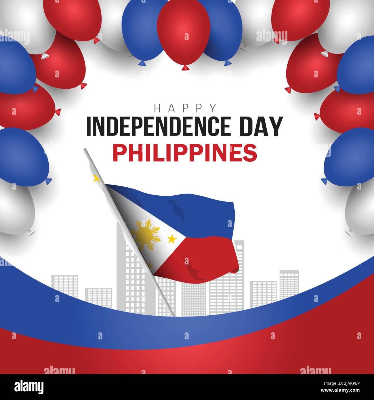 happy independence day Philippines with balloons. vector illustration