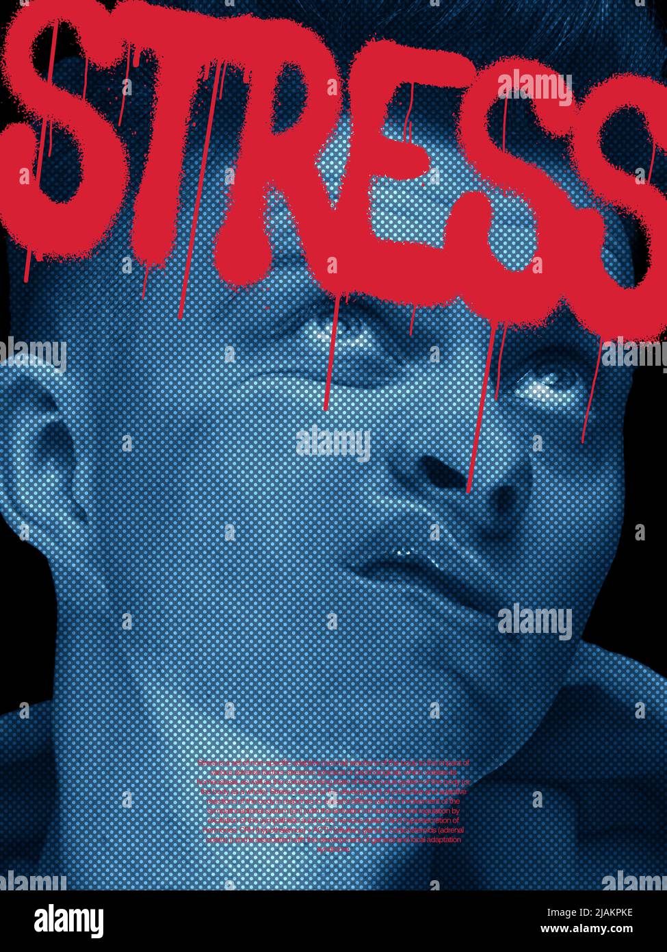 Conceptual poster with young man's portrait made with monochrome ...
