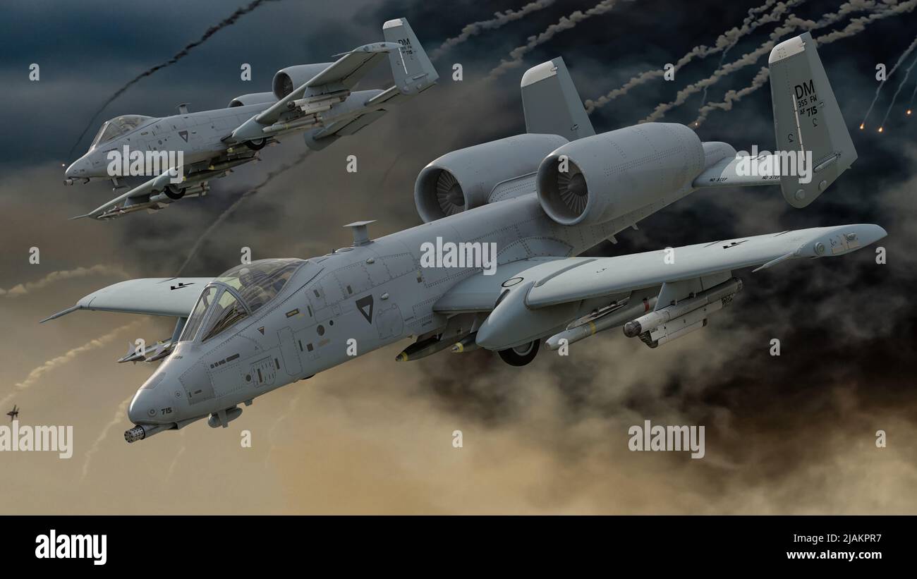 Fairchild A-10 Thunderbolt II, codenamed Warthog - first US close support aircraft Stock Photo