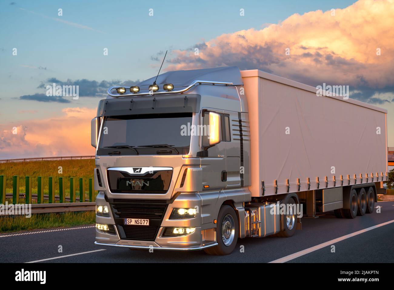 MAN TGX on the highway Stock Photo