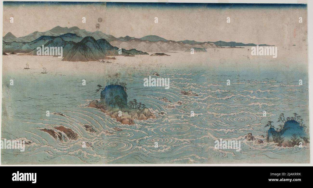 Whirlpool in the Naruto Strait in the Awa province /Awa no Naruto HIROSHIGE, Ichiryusai (1797 1858) Stock Photo