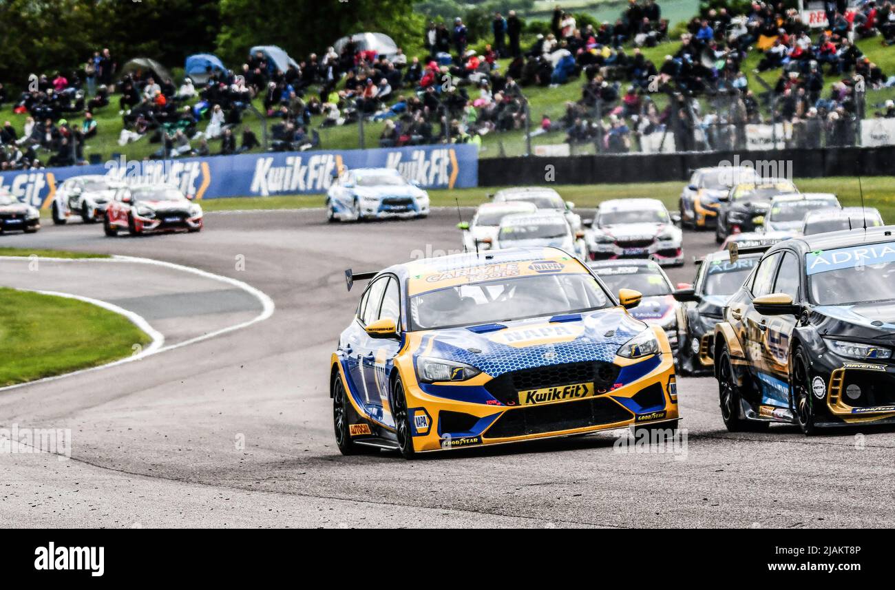 Ashley, Ash, Sutton driving the Ford Focus NAPA Racing UK, car at Thruxton in May 2022 at the British Touring Cars , BTCC coming third in all 3 races Stock Photo