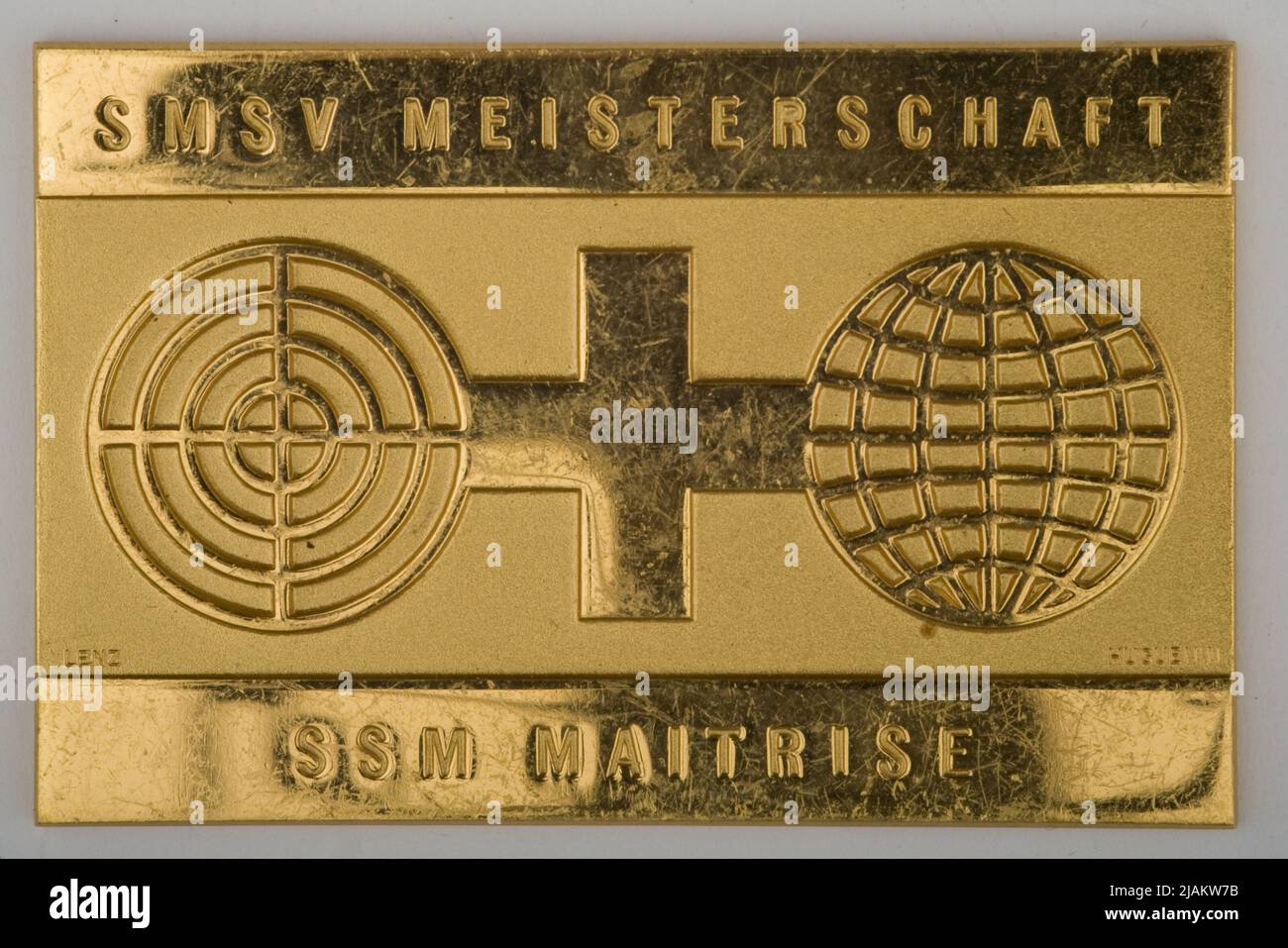 Bronze plaque of the Shooting Championships of the Swiss Military Medical Chamber Huguenin Frères & Co Stock Photo