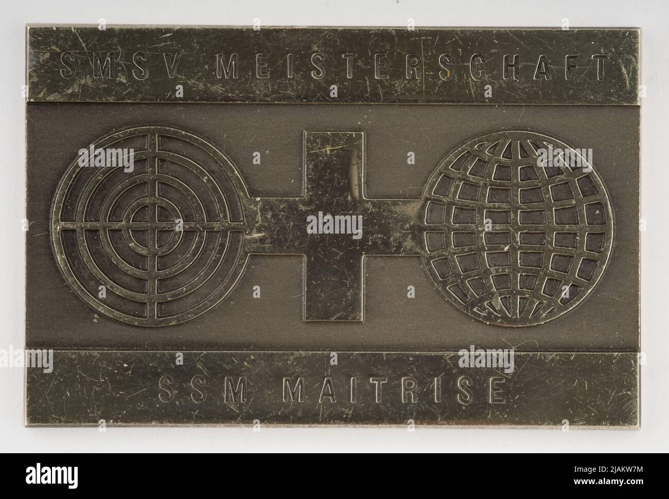 Plaque of the participant of the Shooting Championships of the Swiss Military Medical Chamber Huguenin Frères & Co Stock Photo