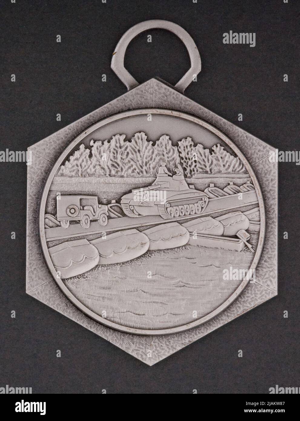Commemorative badge of engineering exercises of the Swiss army Huguenin Frères & Co Stock Photo