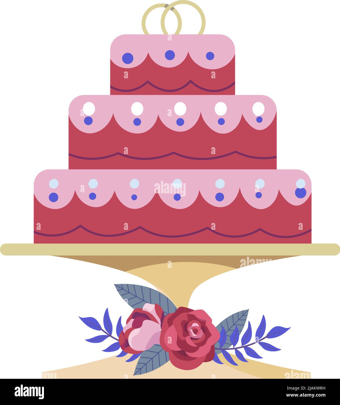 Wedding cake with rings on top, ceremony gift Stock Vector Image & Art