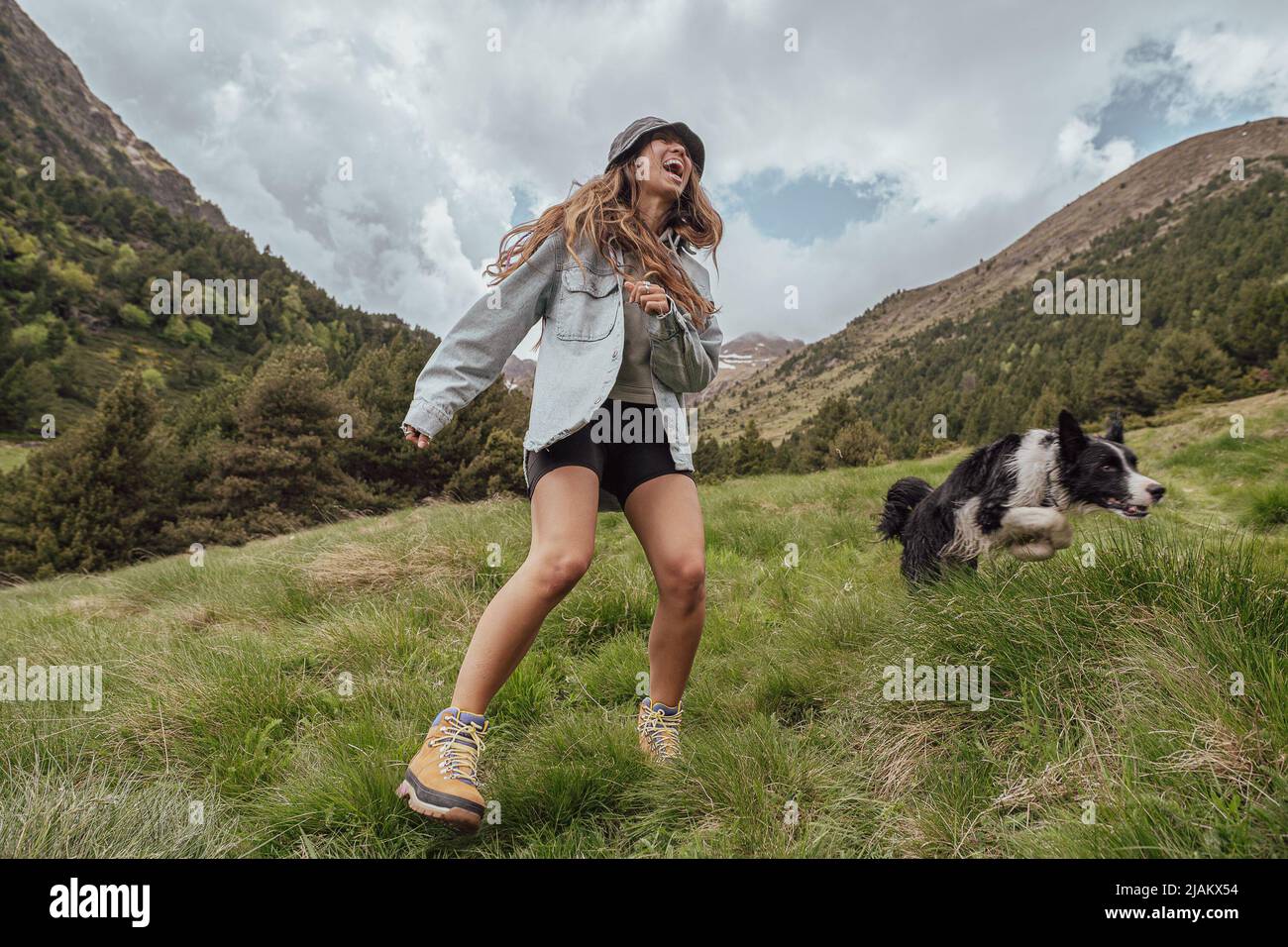 Latin young girl in the mountains of Andorra Stock Photo - Alamy
