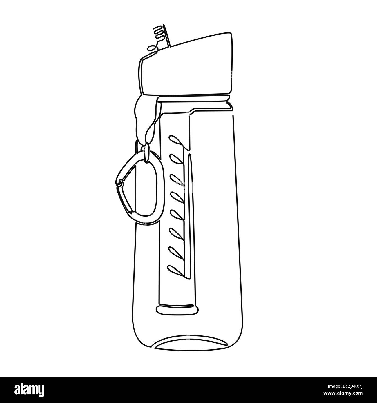 Travel water filter drawn with one continuous line. Isolated stock