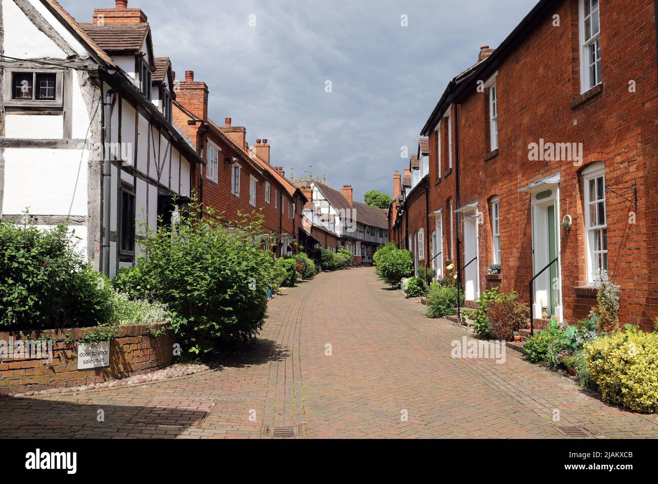 Malt Mill Lane, Alcester, Warwickshire. This street contains many listed buildings of the 16th and 18th centuries Stock Photo