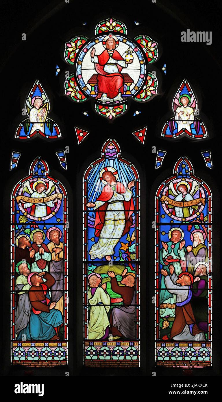 A stained glass window by Frederick Preedy depicting the ascension of