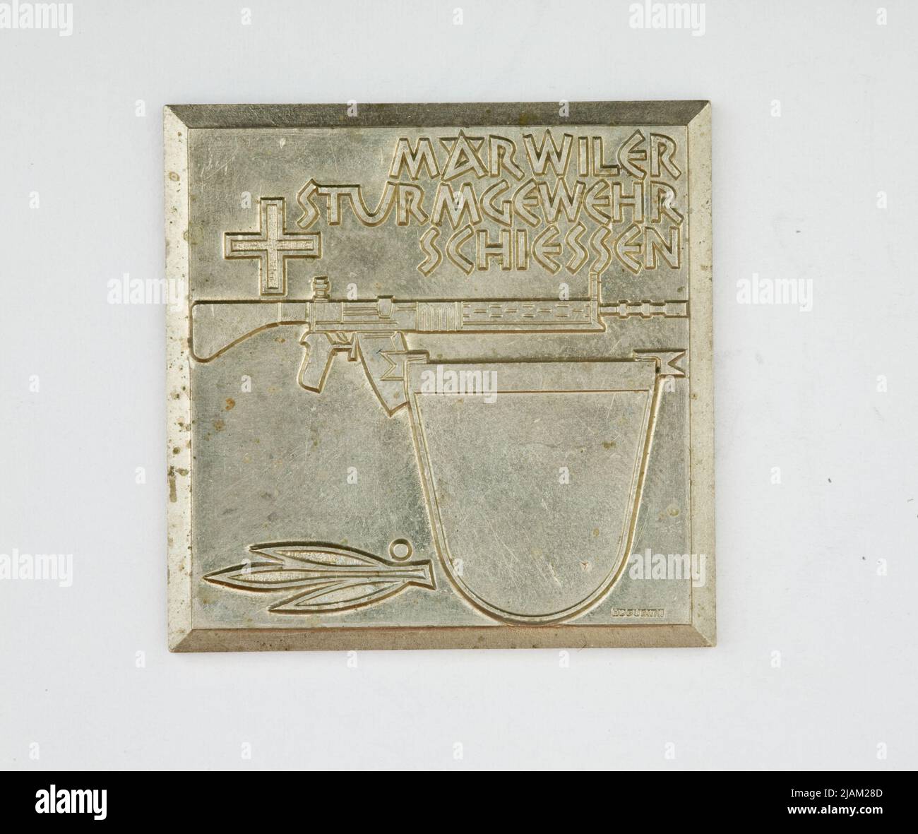 Commemorative badge of the shooting competition from the assault rifle in Maerwil, Canton Torgau Huguenin Stock Photo