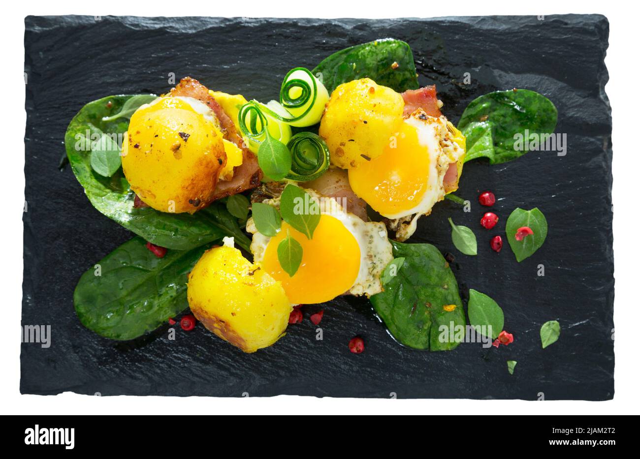 Potato burgers with quail egg Stock Photo Alamy