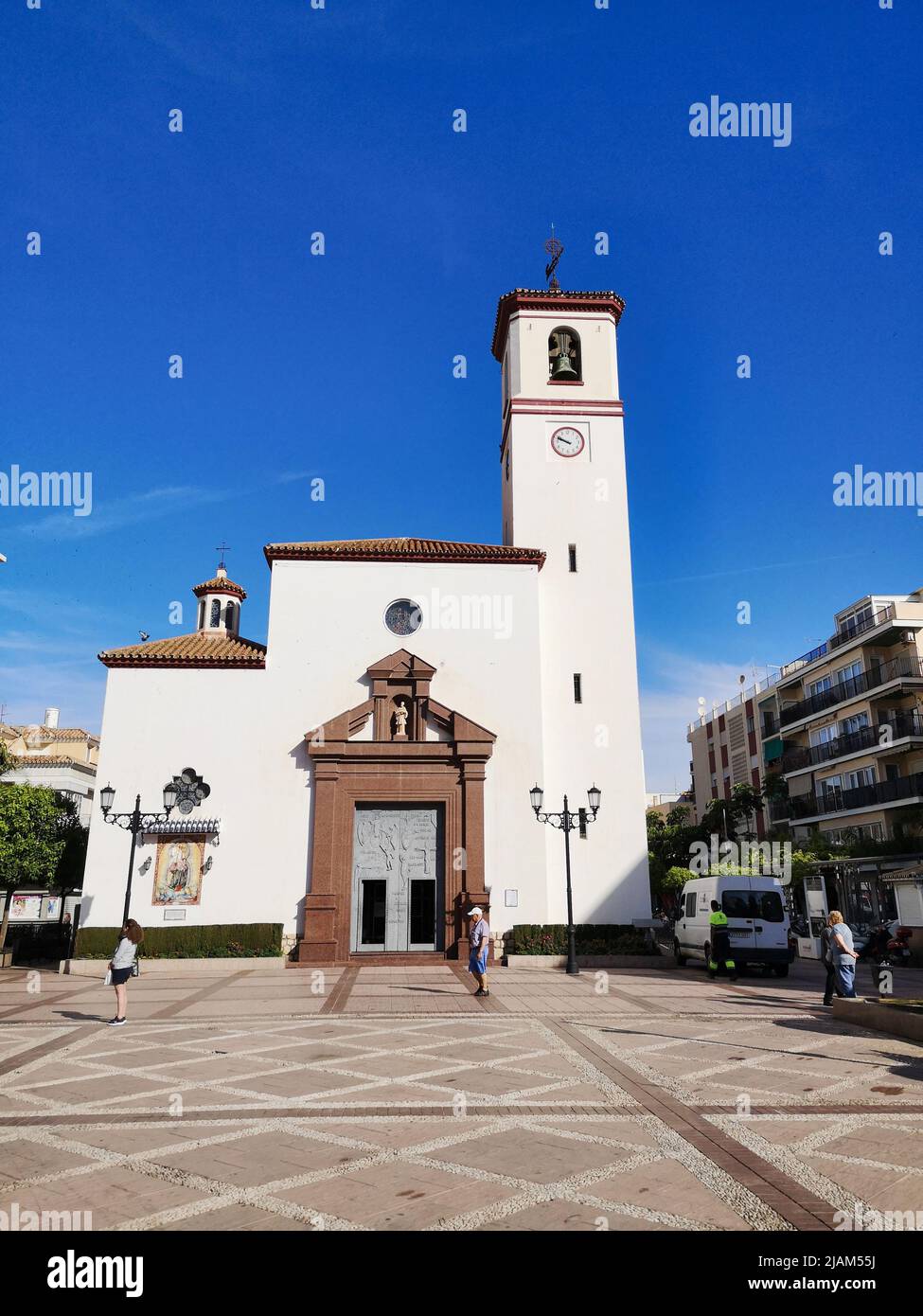 Church Nuestra Señora del Rosario at Plaza de la Constitucion. Fuengirola, Malaga province, Spain. Stock Photo