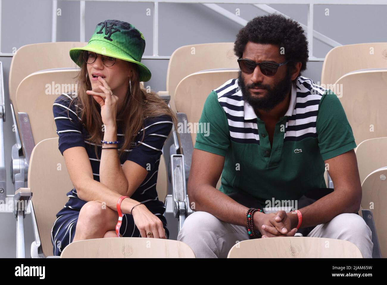 Noemie Schmidt, Joris Avodo in the stands during French Open Roland