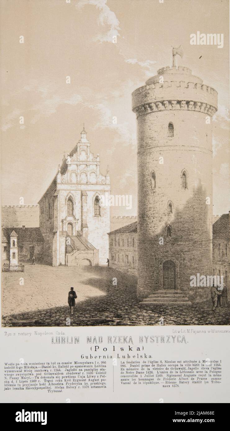 Lublin on the Bystrzyca River. Poland. Lublin Governorate. Misierowicz, Alojzy (1825 1900), Orda, Napoleon (1807 1883), lithography: Fajans M. Stock Photo