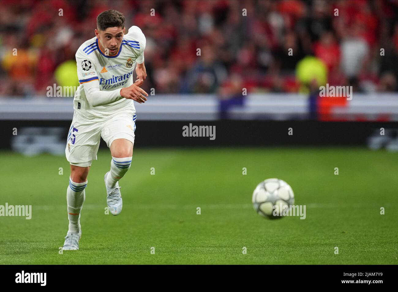 Fede Valverde of Real Madrid during the UEFA Champions League Final match between Liverpool FC and Real Madrid played at Stade de France on May 28, 2022 in Paris, France. (Photo by Magma) Stock Photo