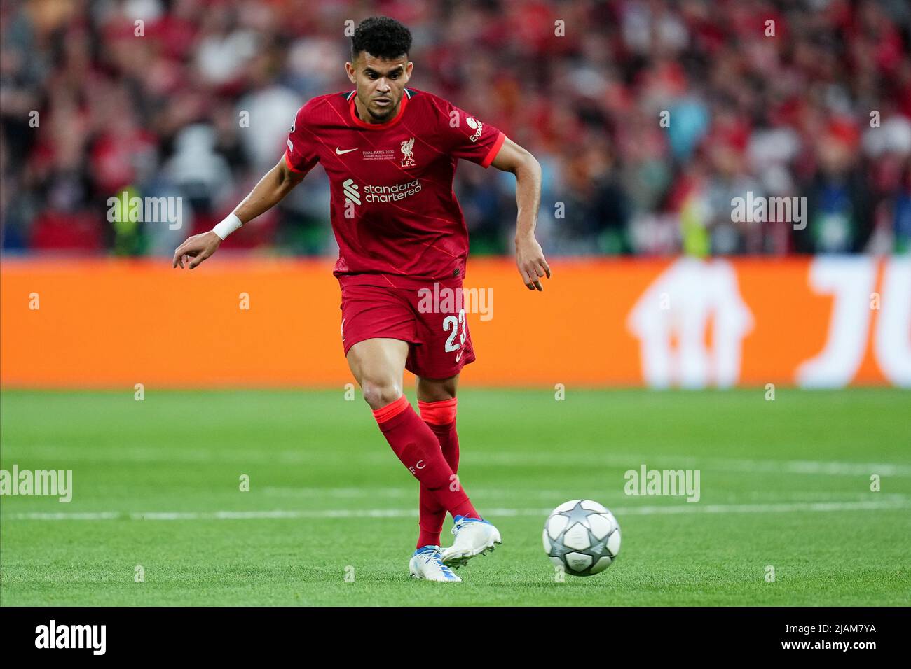 Luis Diaz of Liverpool FC during the UEFA Champions League Final match between Liverpool FC and Real Madrid played at Stade de France on May 28, 2022 in Paris, France. (Photo by Magma) Stock Photo