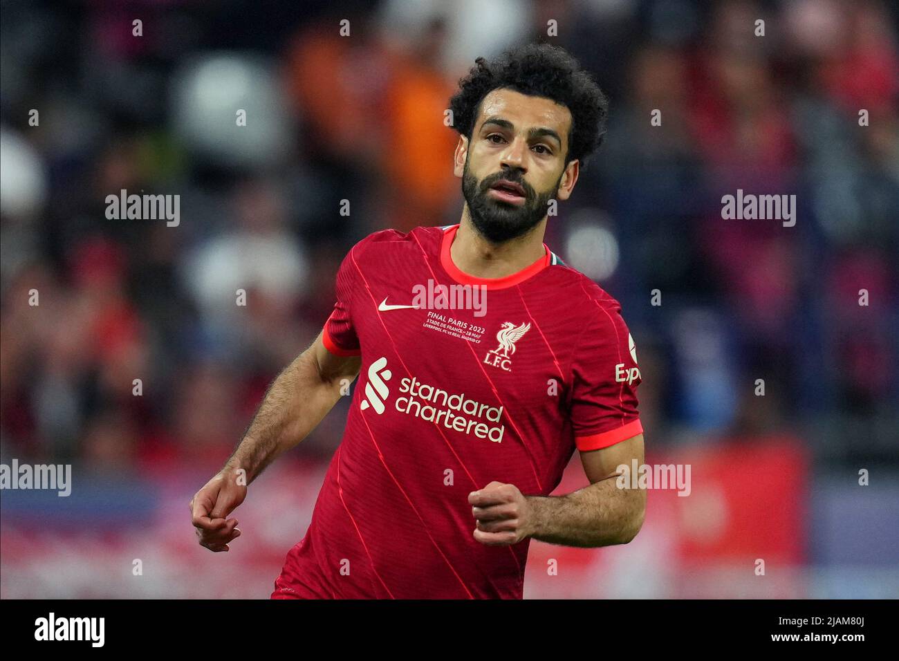Mohamed Salah of Liverpool FC during the UEFA Champions League Final match between Liverpool FC and Real Madrid played at Stade de France on May 28, 2022 in Paris, France. (Photo by Magma) Stock Photo