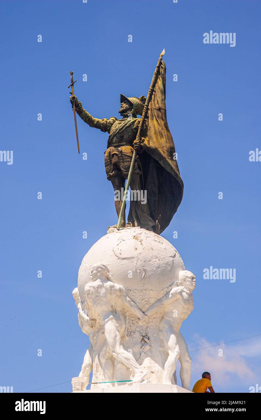Statue of Vasco Nunez de Balboa, a Spanish explorer, governor, and conquistador. in Balboa Park Panama City. Vasco Núñez de Balboa (c. 1475 – around J Stock Photo