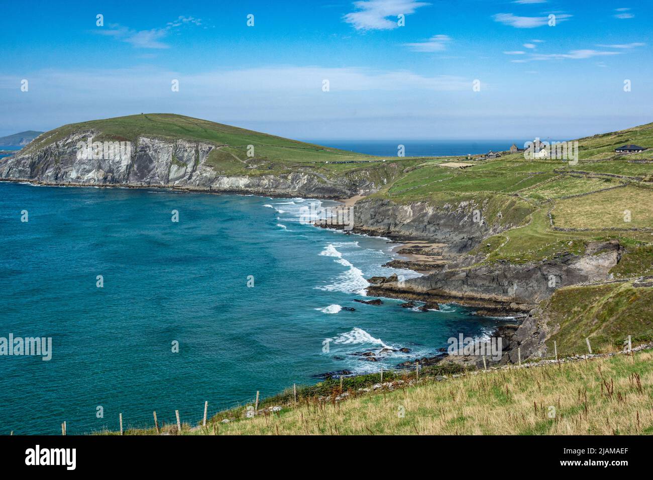 View of the coast of Coumeenoole beach from the Slea Head Drive in the Dingle Peninsula, Dingle, Ireland Stock Photo