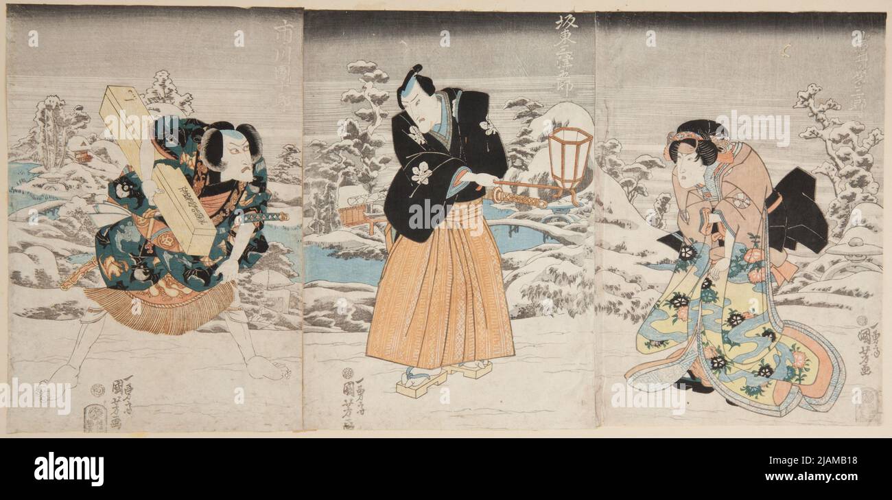 Akutorzy Ichikawa Danjūro JAKO Zapaśnik Sumo, Bando Mitsugoro II II Kumesaburo / Ichikawa Danjūro, Bando Mitsuburo II Iwai Kumesaburo Utagawa, kuniyoshi (1797 1861) Stock Photo