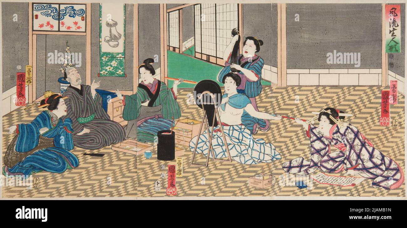 FASHIONABLE DOLL EXHIBITION in asakusa / fūryū iki ningyō Utagawa, kuniyoshi (1797 1861) Stock Photo