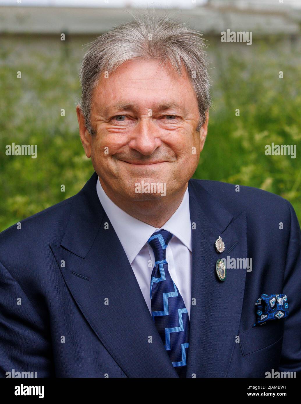 Alan Titchmarsh, English gardener, broadcaster, Television presenter, poet and novelist, at the RHS Chelsea Flower Show. Stock Photo