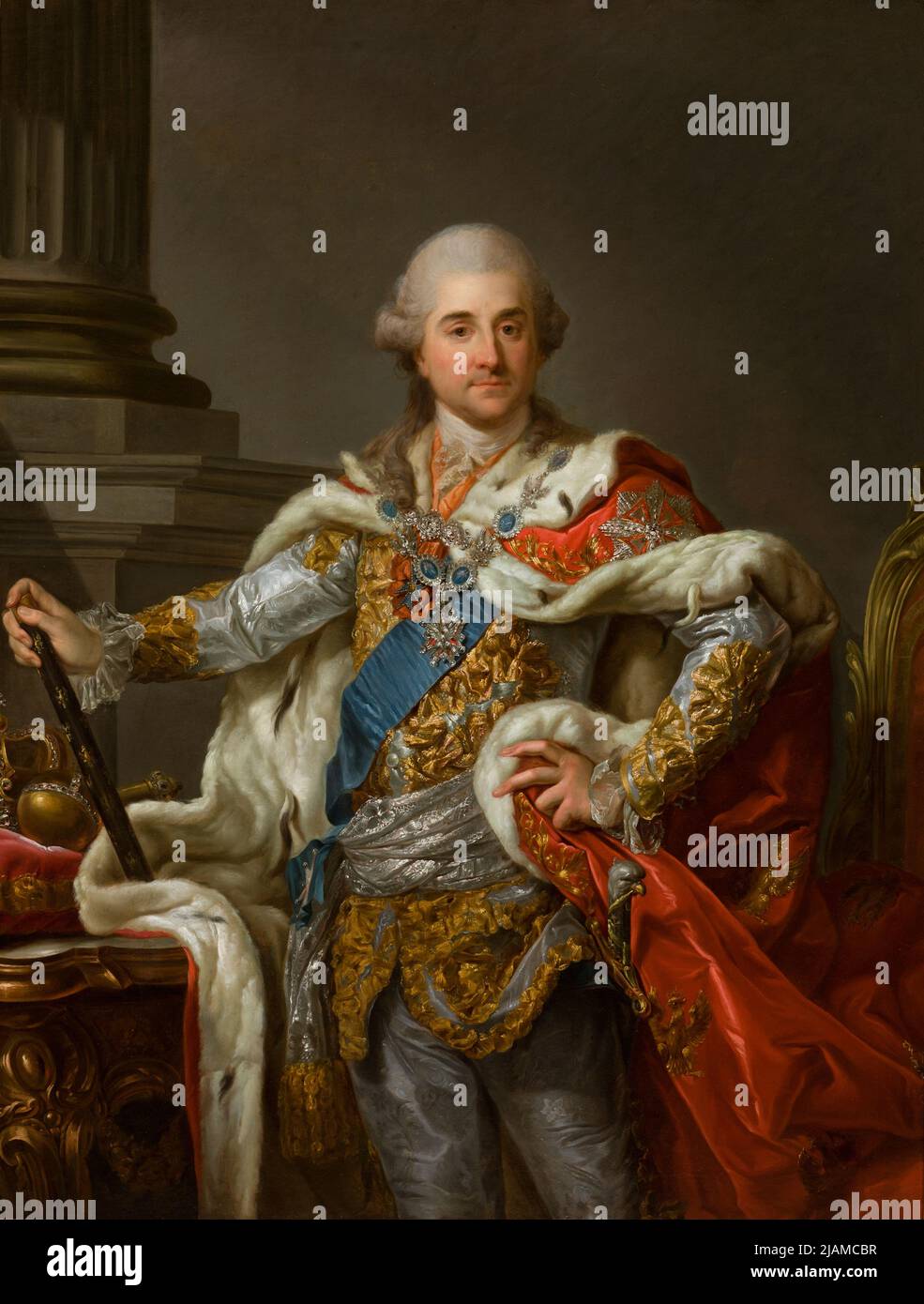 Portrait of Stanislaus Augustus Poniatowski in Coronation Robes Bacciarelli, Marcello (1731 1818) Stock Photo