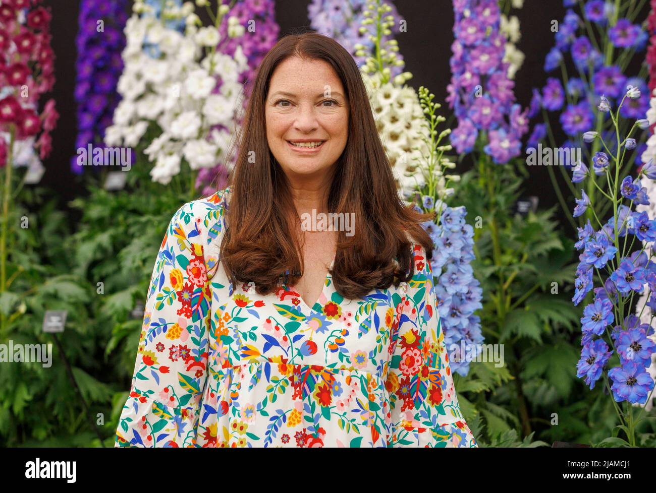 Gardener, presenter and actress, Rachel De Thame, at the RHS Chelsea Flower Show Stock Photo