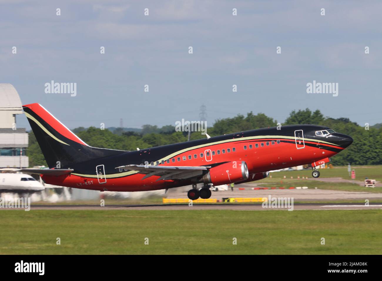 LY-KDT Boeing 737, Klasjet, Stansted Airport, Stansted, Essex, UK Stock Photo