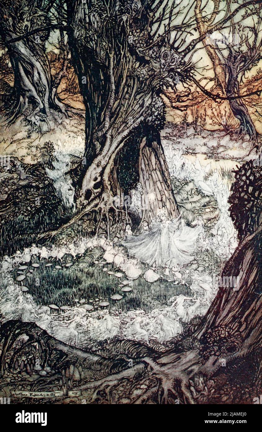 Come, now a roundel from ' A midsummer night's dream ' by William Shakespeare, 1564-1616; Illustrated by Arthur Rackham, 1867-1939 Publication date 1908 Publisher London, Heinemann; New York, Doubleday, Page & Co Stock Photo