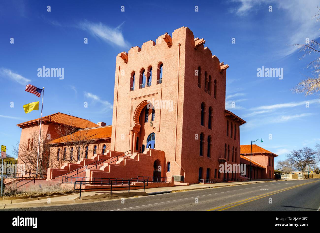 Scottish Rite masonic temple in Santa Fe, New Mexico Stock Photo