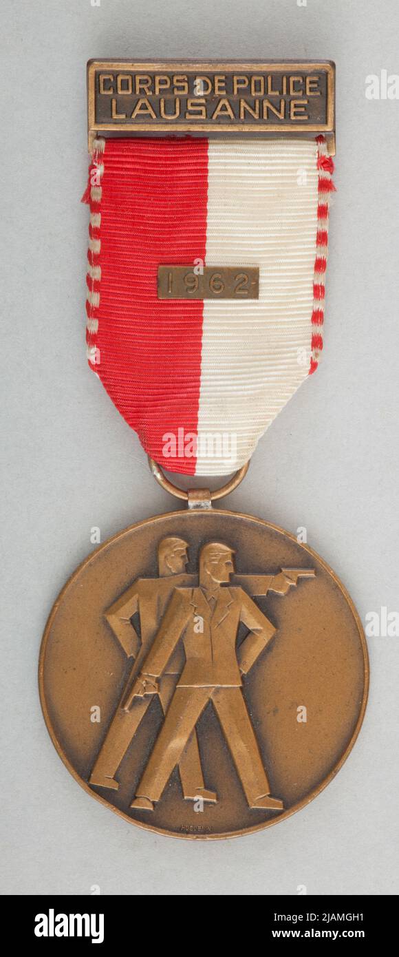 Commemorative medal of the Police Corps in Lausanne Huguenin Frères & Co Stock Photo