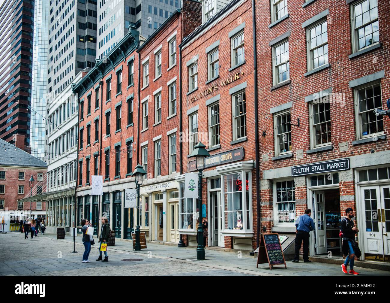 Fulton Street, Financial district, Manhattan, New York City Stock Photo