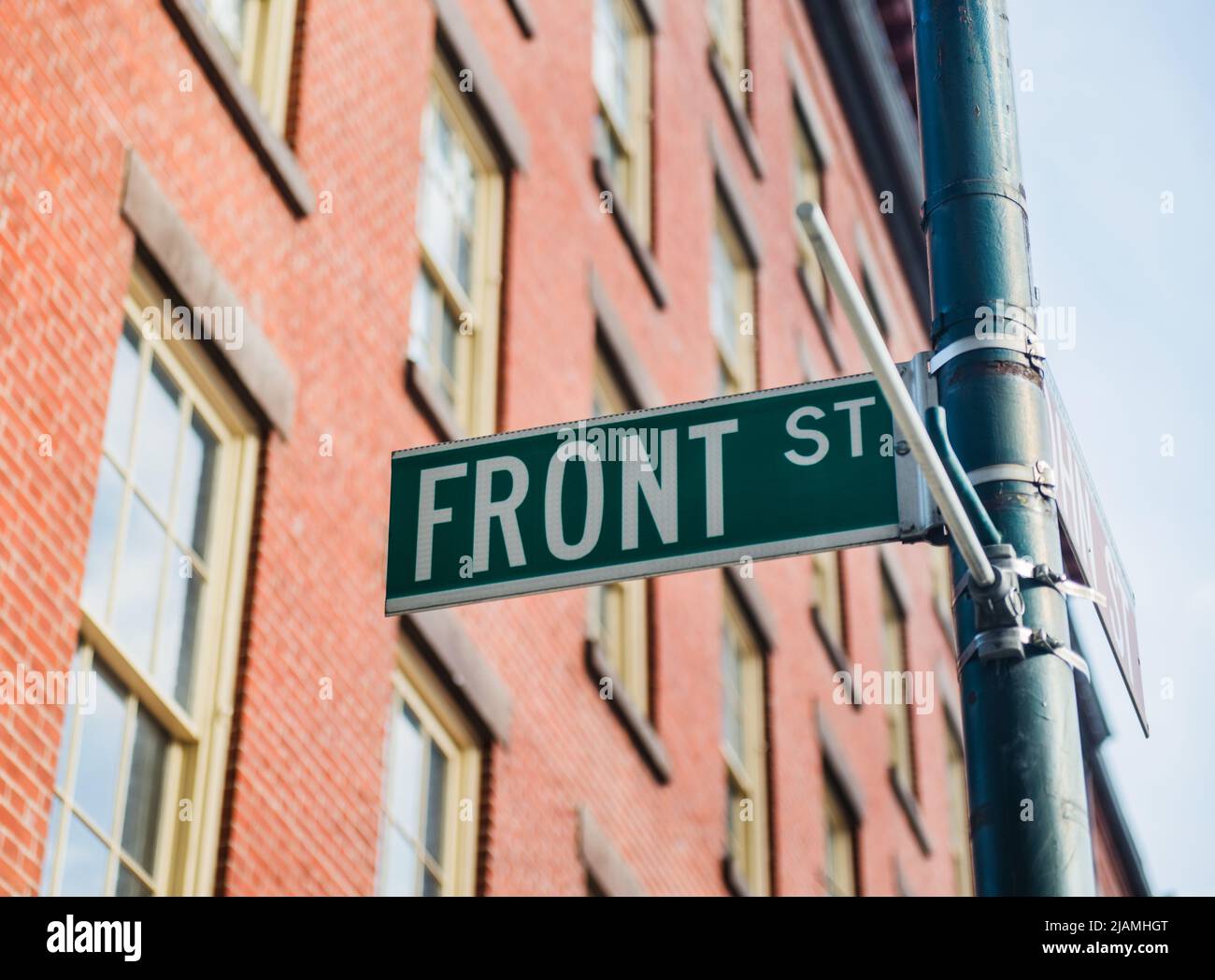 Front Street sign, Financial district, Manhattan, New York City Stock