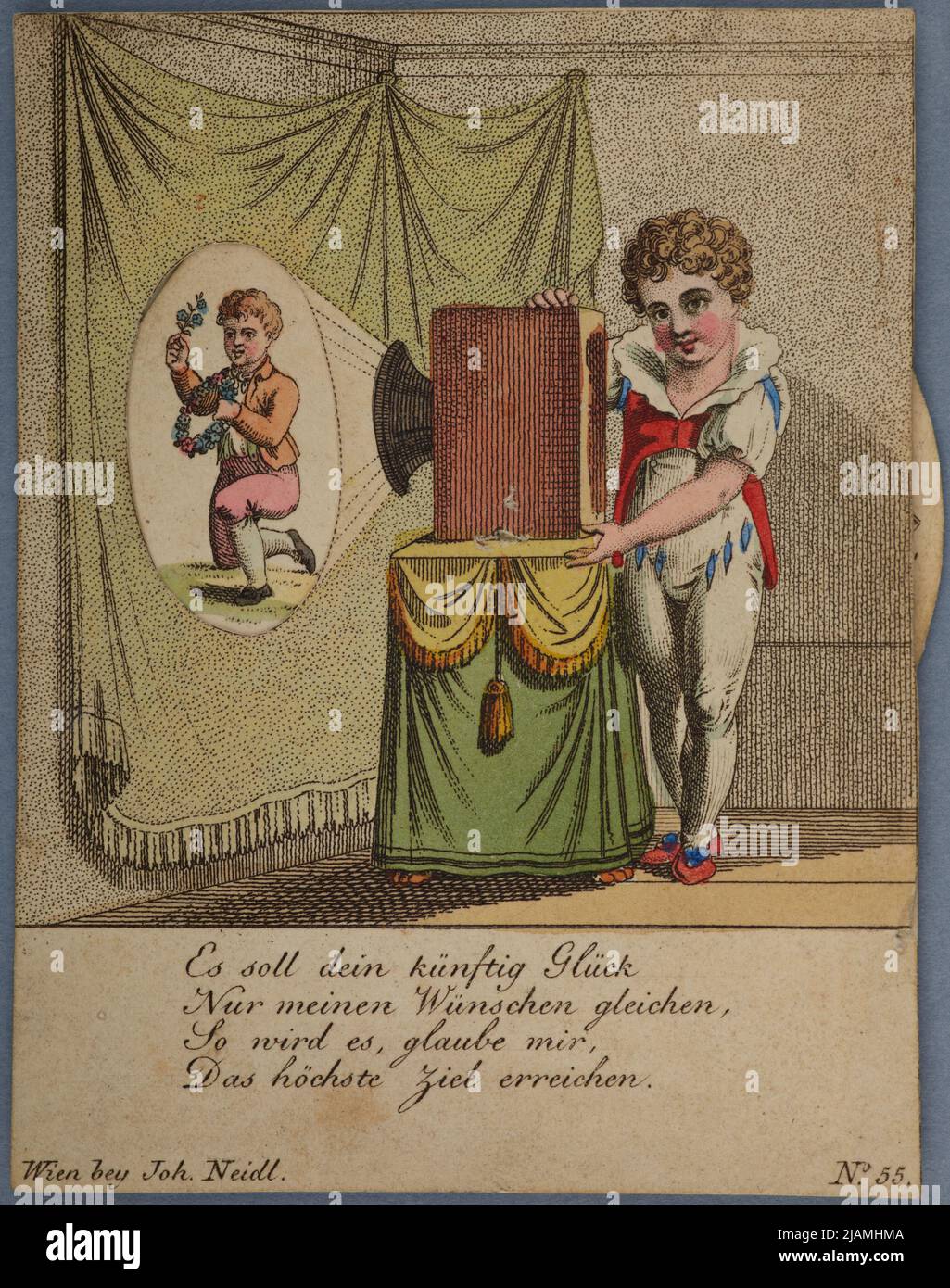 Moving toy: Wishes to fulfil their dreams from: Paper toys from the Biedermeier era Neidl, Johann Joseph (1776 1832) Stock Photo