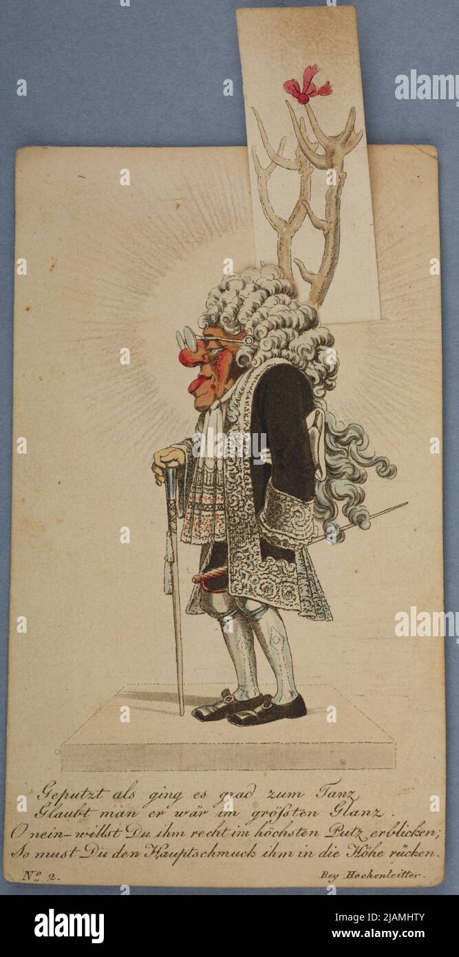 Moving toy: Cuckold from: Paper toys from the Biedermeier era High Stock Photo