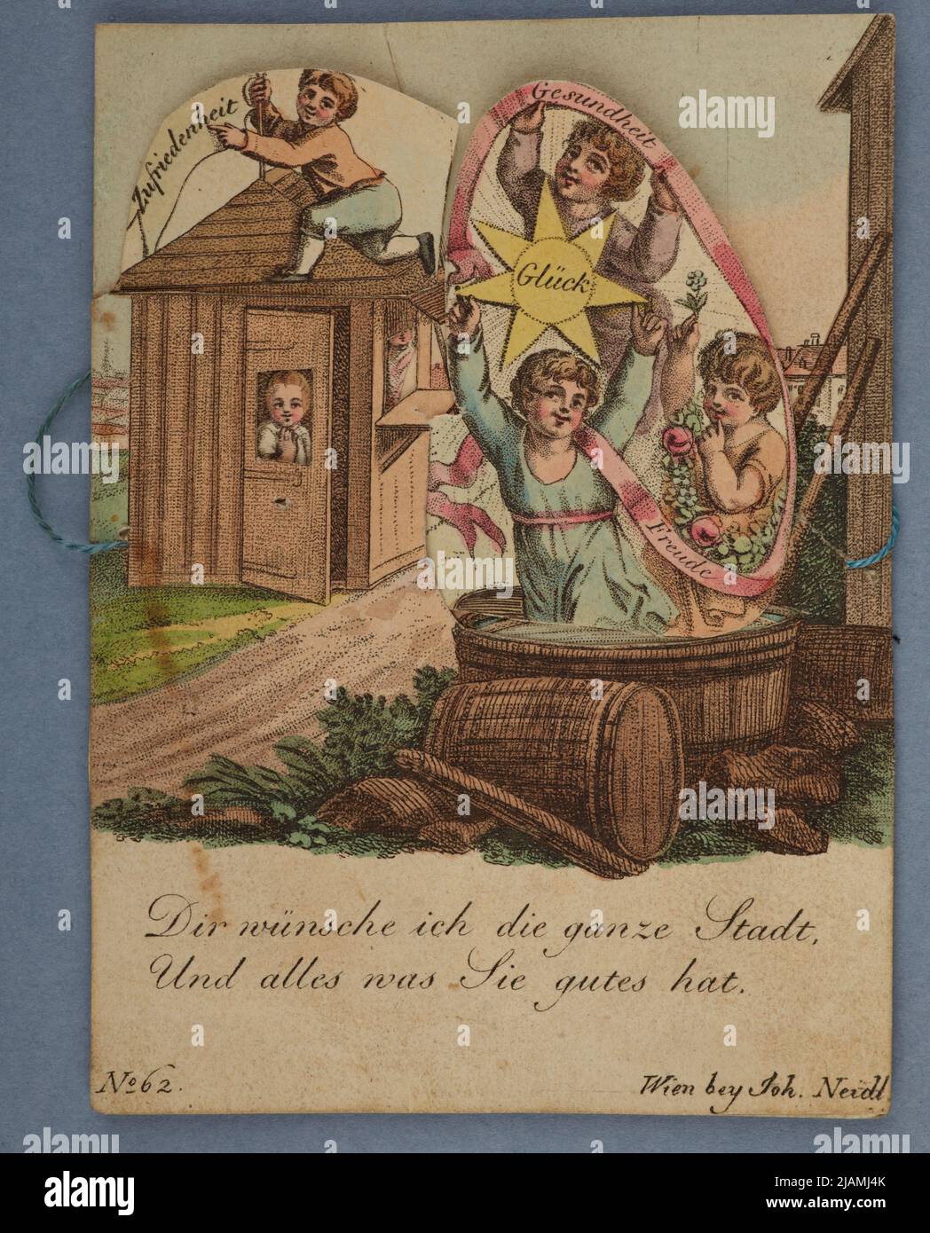 Moving toy: Greetings from: Toys paper from the era Biedermayer Neidl, Johann Joseph (1776 1832) Stock Photo