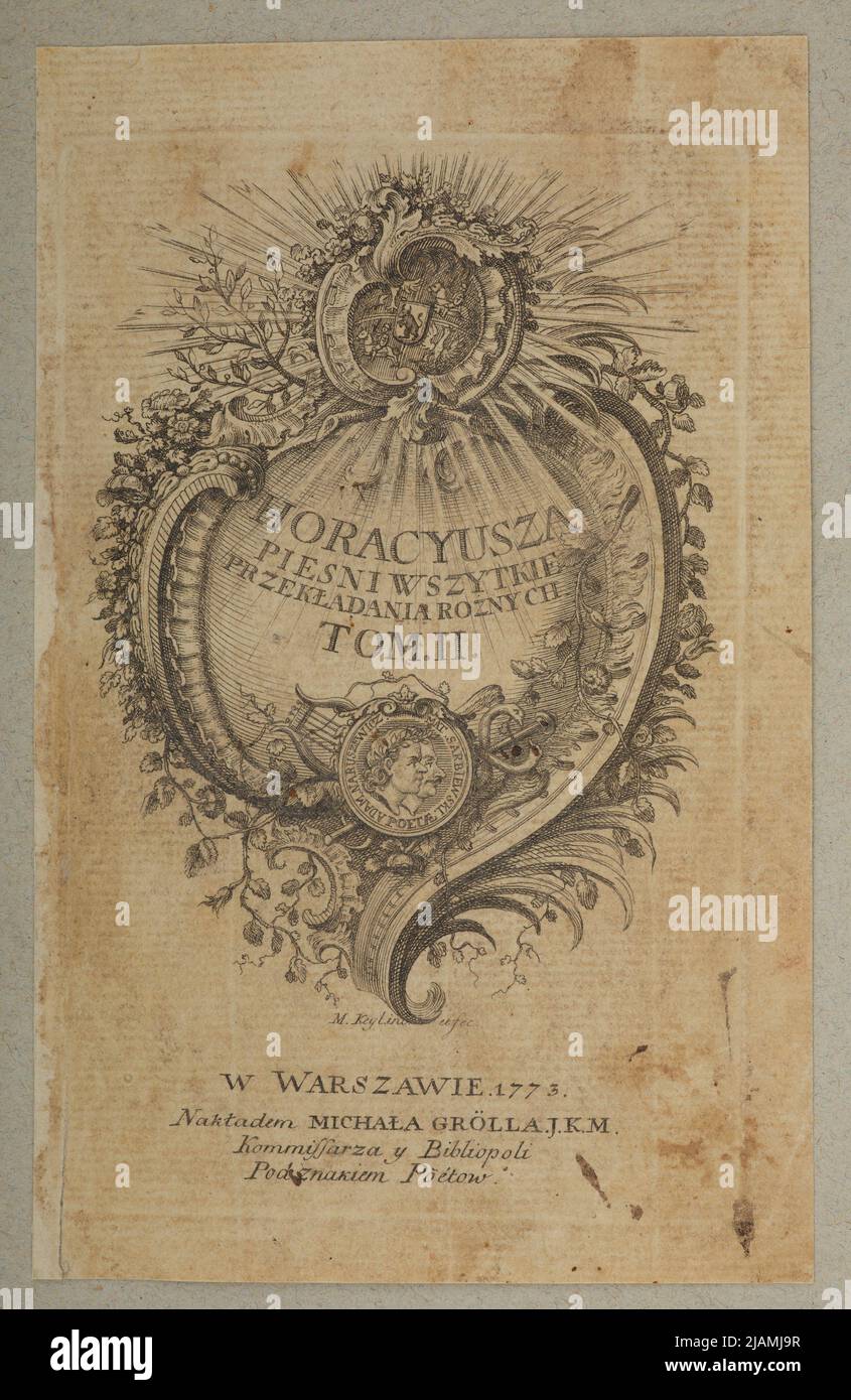 Title card: Collection of the songs of Horace by different translators, vol. II, in Warsaw 1773 Keyl, Michael (1722 1798), Gröll, Michał (1722 1798) Stock Photo
