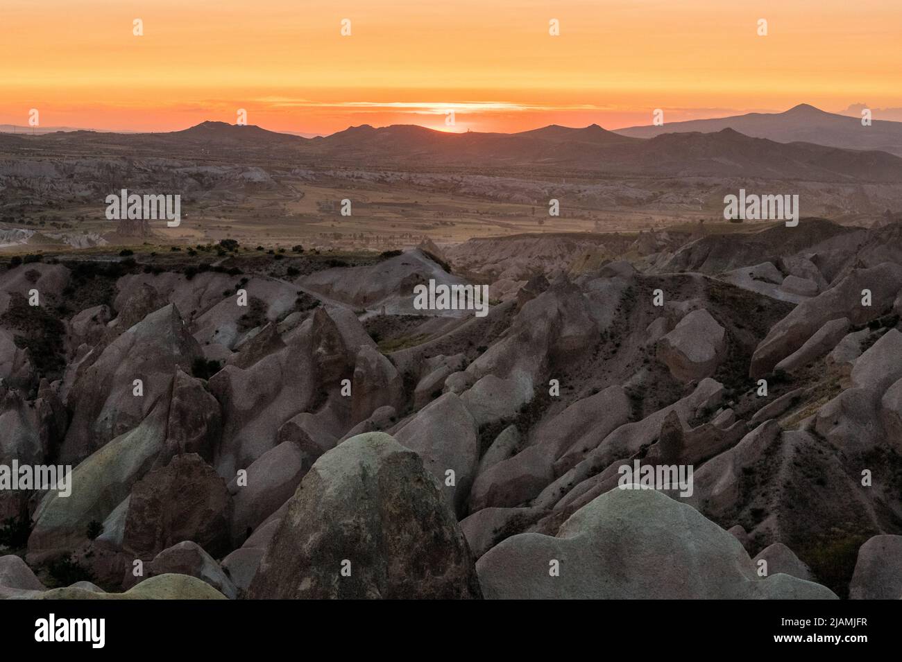 sunset at Panorama Viewpoint in Rose Valley, Cappadocia Stock Photo Alamy