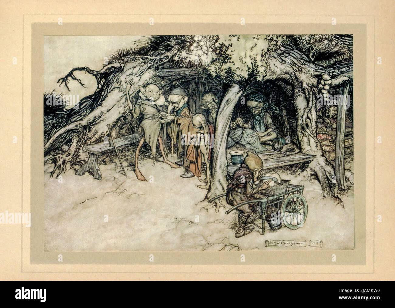 To make my small elves coats from ' A midsummer night's dream ' by William Shakespeare, 1564-1616; Illustrated by Arthur Rackham, 1867-1939 Publication date 1908 Publisher London, Heinemann; New York, Doubleday, Page & Co Stock Photo