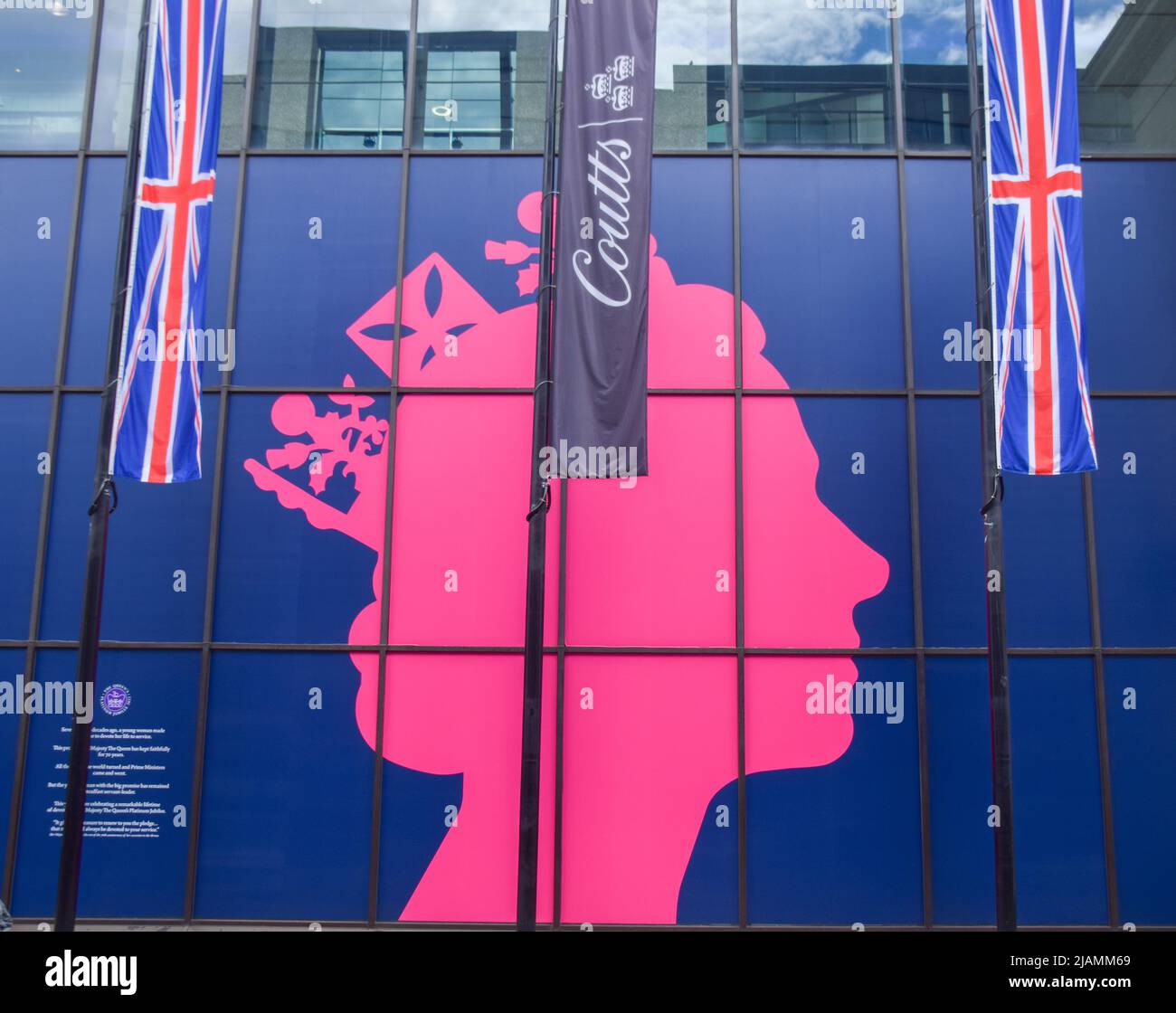 London, UK. 31st May, 2022. The Queen's Platinum Jubilee celebration at Coutts Bank on The Strand. Credit: Vuk Valcic/Alamy Live News Stock Photo