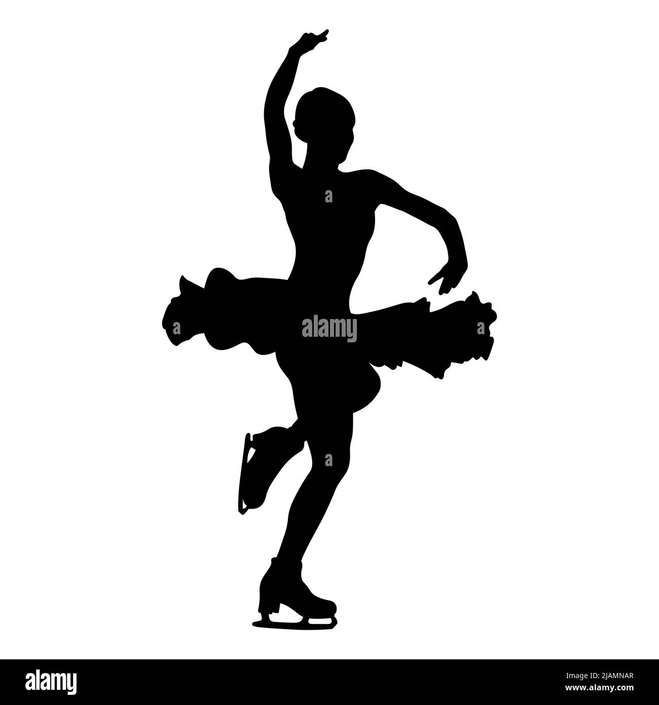 girl figure skater black silhouette Stock Photo
