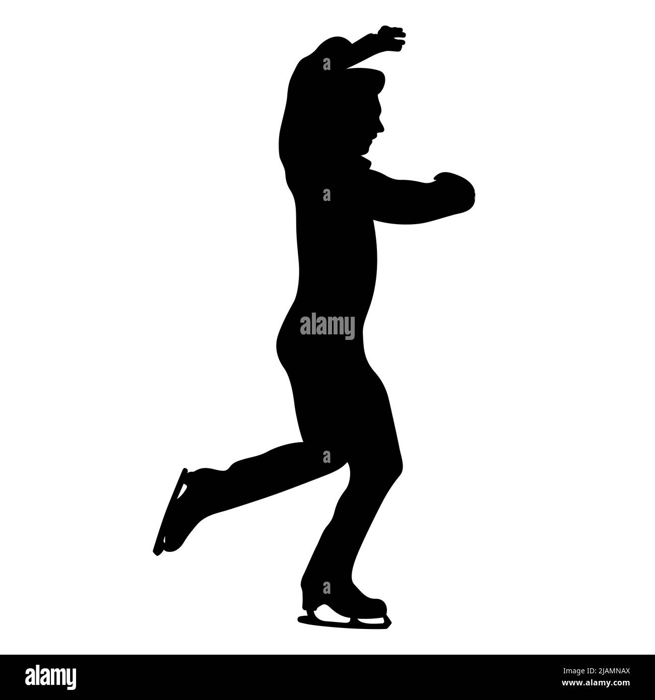 male figure skater black silhouette Stock Photo